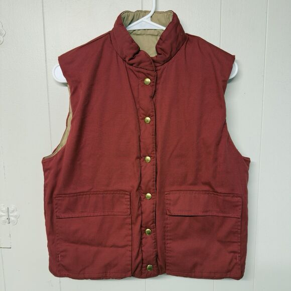 Vintage Jantzen Reversible Vest Jacket Snap Button Pockets Made In USA Women M - Picture 2 of 12